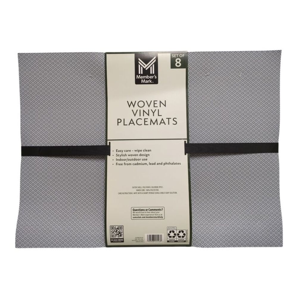 Member's Mark Indoor/Outdoor Woven Vinyl Placemats, Set of 8 - Blue